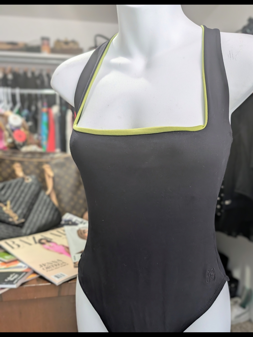 Blue Fish Black One-Piece with Lime Trim